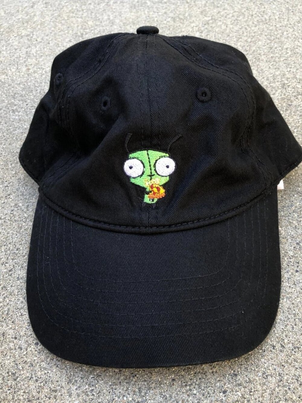 Vintage NICKELODEON Invader Zim Baseball Hat Men's Black Adjustable Cap Pizza